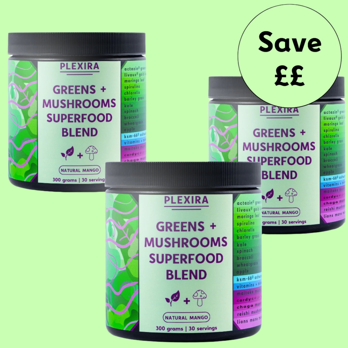 3 X Greens + Mushroom Superfood Blend