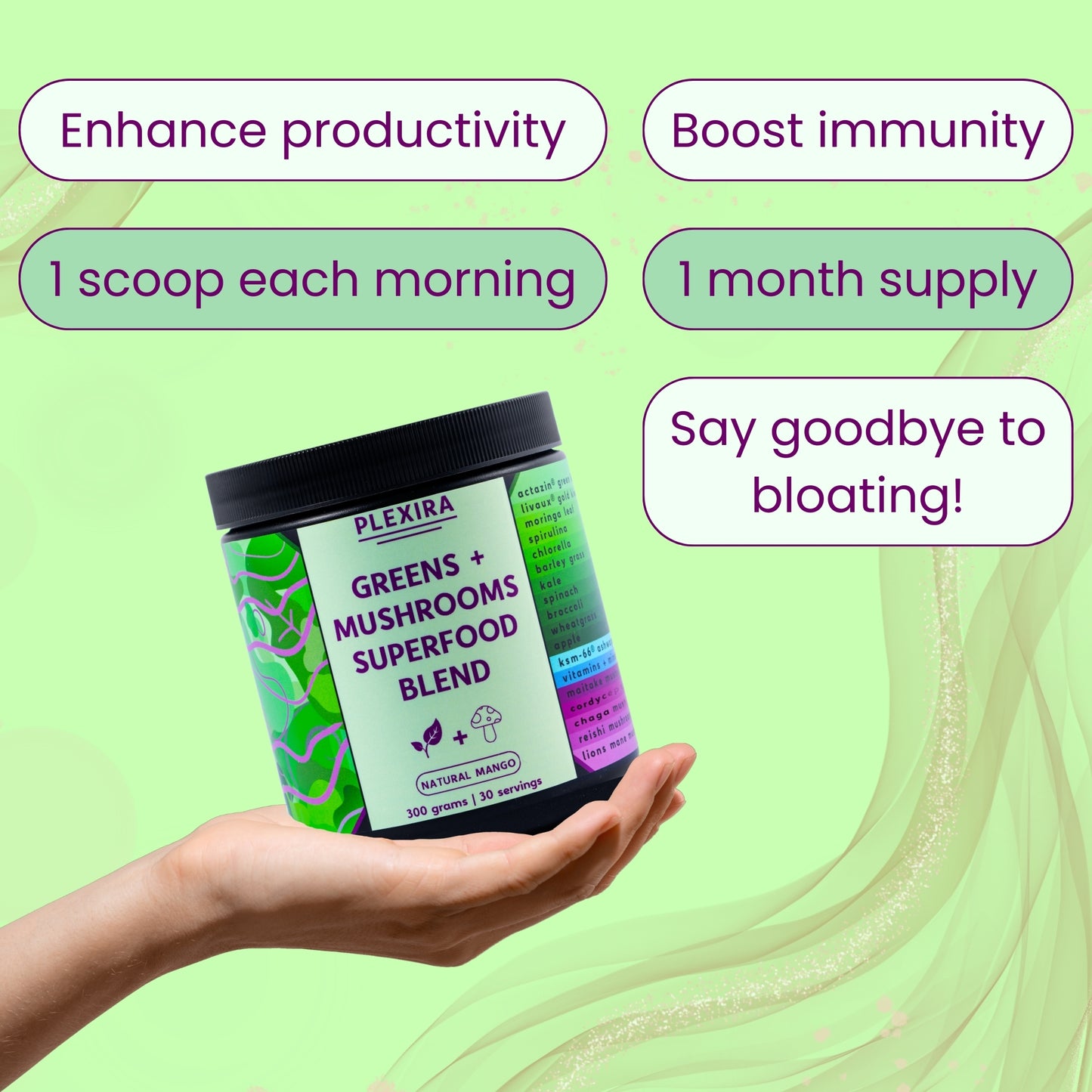 2 X Greens + Mushroom Superfood Blend